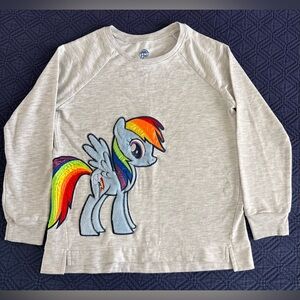 🌈 My Little Pony Grey Heather Girls Pullover Sweater Girls Size XL 14/16